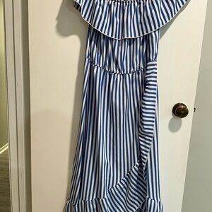 Stylish Blue and White Striped Dress